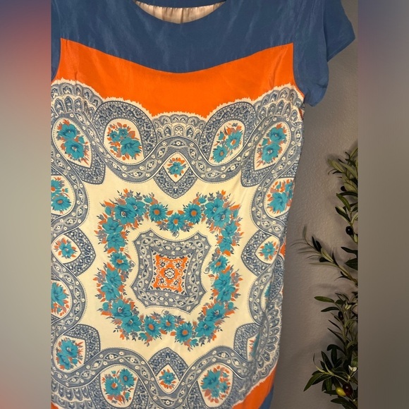 Anthropologie Meadow Rue Boat Neck Paisley Silk Shift Dress Medium - Picture 4 of 7